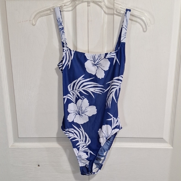 OP Other - OP Classic One Piece Swimsuit-S-Blue White Tropical Print